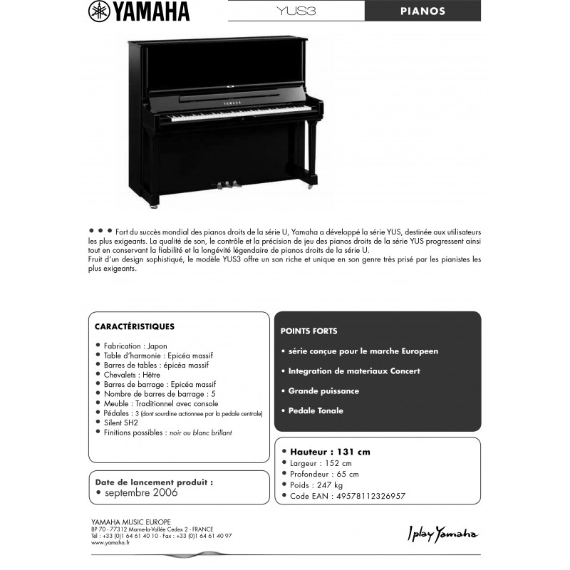 Pianos droits silencieux : pianos droits avec casque YAMAHA - YUS