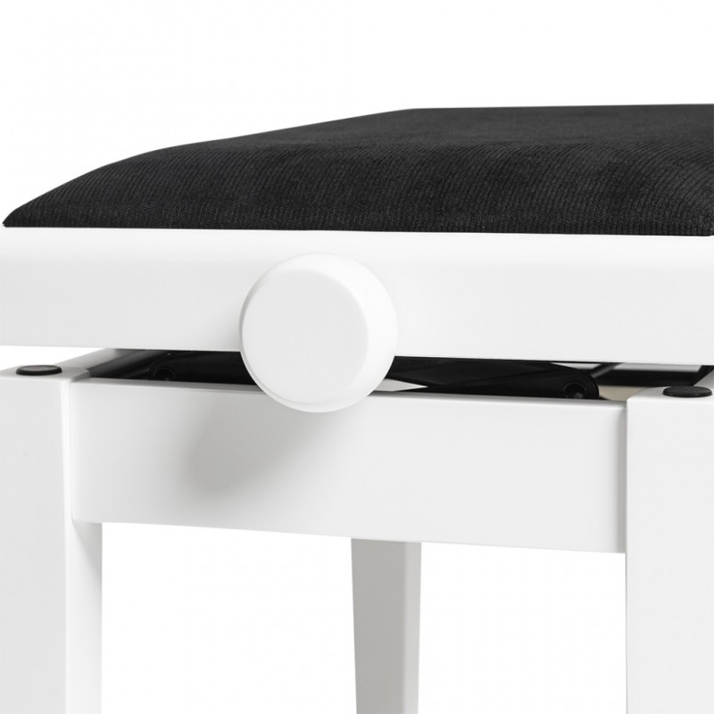 STAGG - PBH 390 WHM VBK - Banquette de piano, hydraulique, blanc mat avec  pelote en velours noir ignifugée - Rockamusic