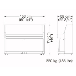 Dimensions piano droit YAMAHA B20