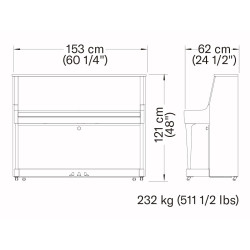 Dimensions piano droit YAMAHA B30